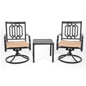 MEOOEM Patio Dining Set  Bistro Set Outdoor Furniture Square Bistro Metal Table Side Table and Swivel Dining Chairs with Cushion